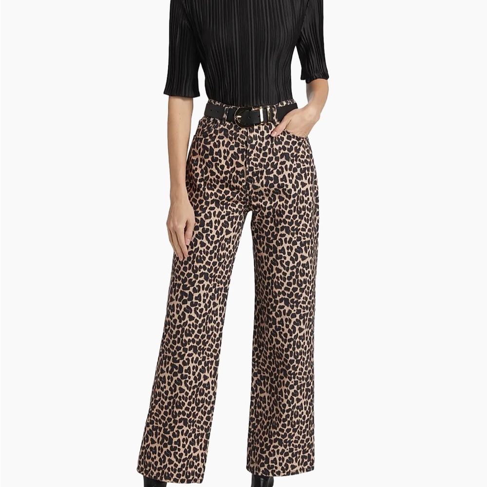 Reformation Cary high rise slouchy Leopard Print Straight-Leg Jeans size 28